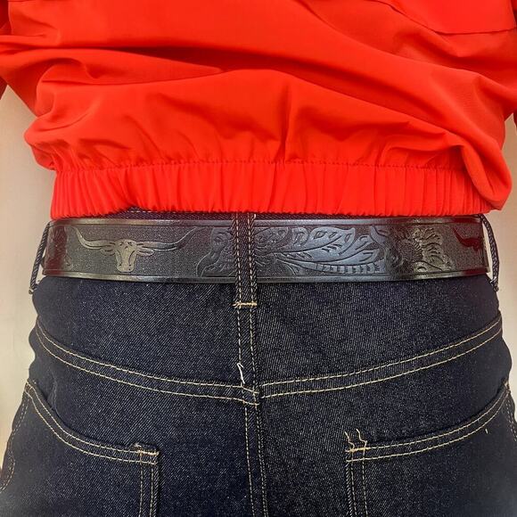 y2k black american western cowboy bull design belt - Picture 5 of 8